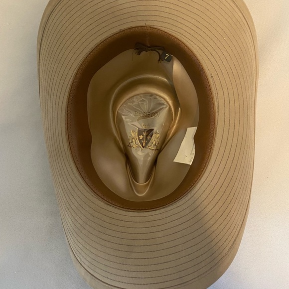 Vintage 1970s Resistol Ranchman Camel Brown Suede Western Hat with Woven Band - Picture 4 of 6